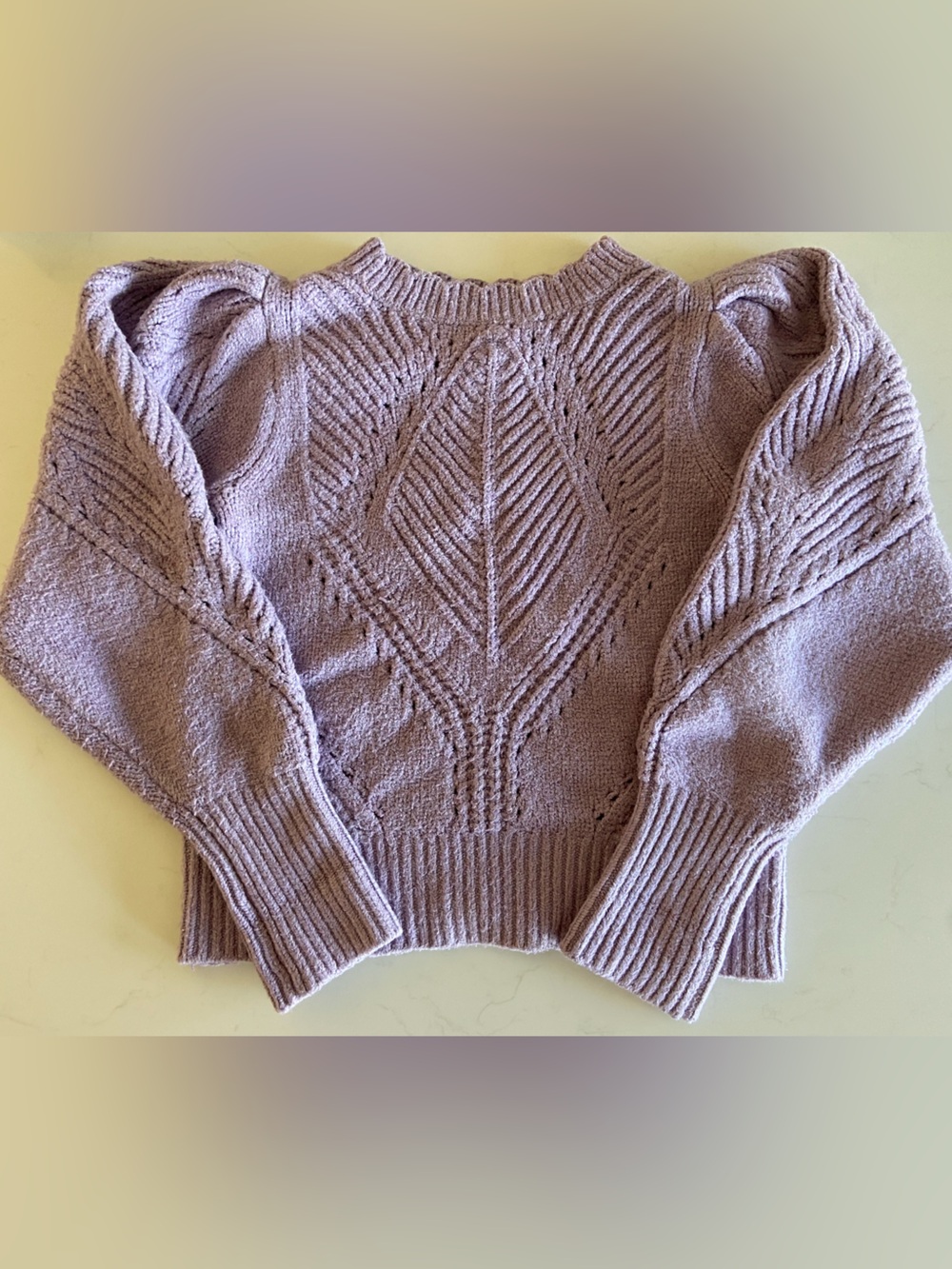 Anthropologie Scalloped Women’s Lavender Knit Pullover Sweater